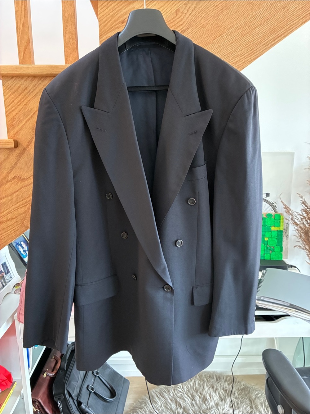 Hugo Boss, wool, Classic Double-Breasted Black Men's Blazer